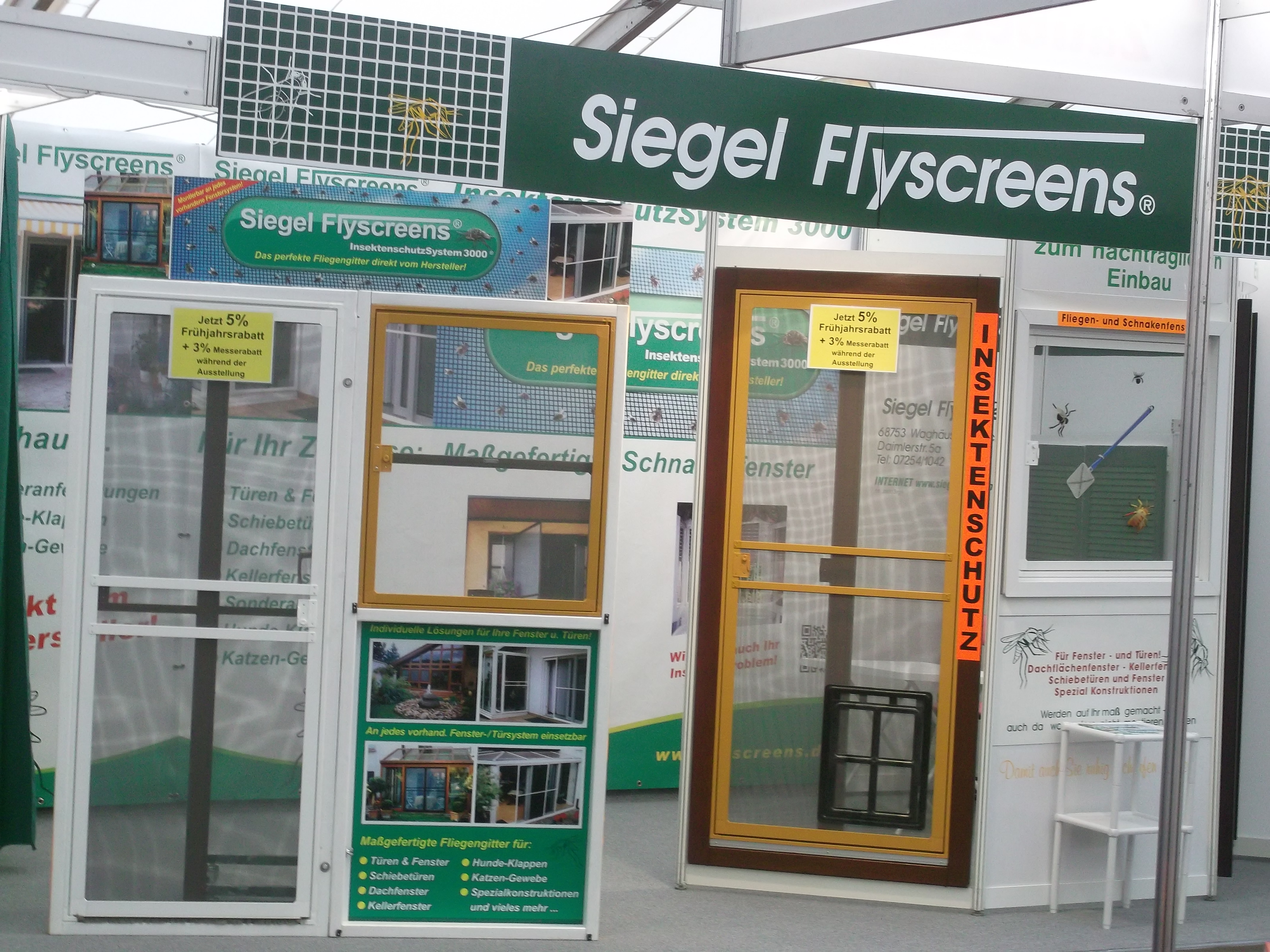 Stand Erkennung Siegel Flyscreens Ausstellungsstand